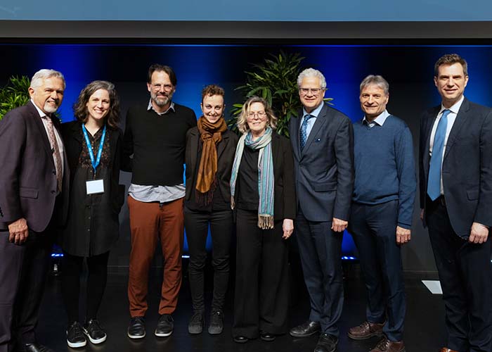 François Gérin-Lajoie (Fondation Paul Gérin-Lajoie), Valérie Patenaude, David Boisclair et Marion Demers (HEC Montréal), Luce Des Marais (Groupe TMX), Jacques Robert et François Bellavance (HEC Montréal), Olivier Bertin-Mahieux (Fondation Paul Gérin-Lajoie)